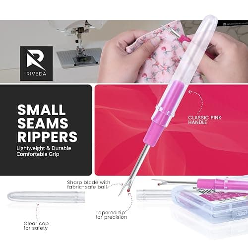 Seam Ripper Kit 7 Pcs - 1 Large, 1 Ergonomic, 2 Small Seam Rippers, Thread Cutter, Scissor, Measuring Tape - Sewing Accessories for Notions Quilting Crafts thumbnail 4