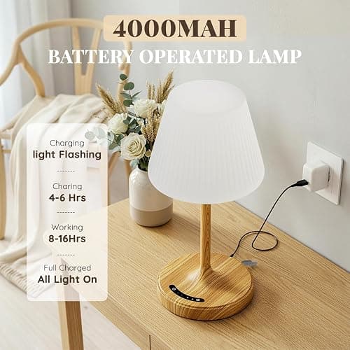 Shower Lamp Waterproof Bathroom Lamp for Inside Shower Bathtub, Rechargeable Cordless Table Lamp with 4000mah Battery, Touch Dimmable Light, Small Relaxing Spa Night Lamp for Bathroom, Kitchen, Desk thumbnail 6