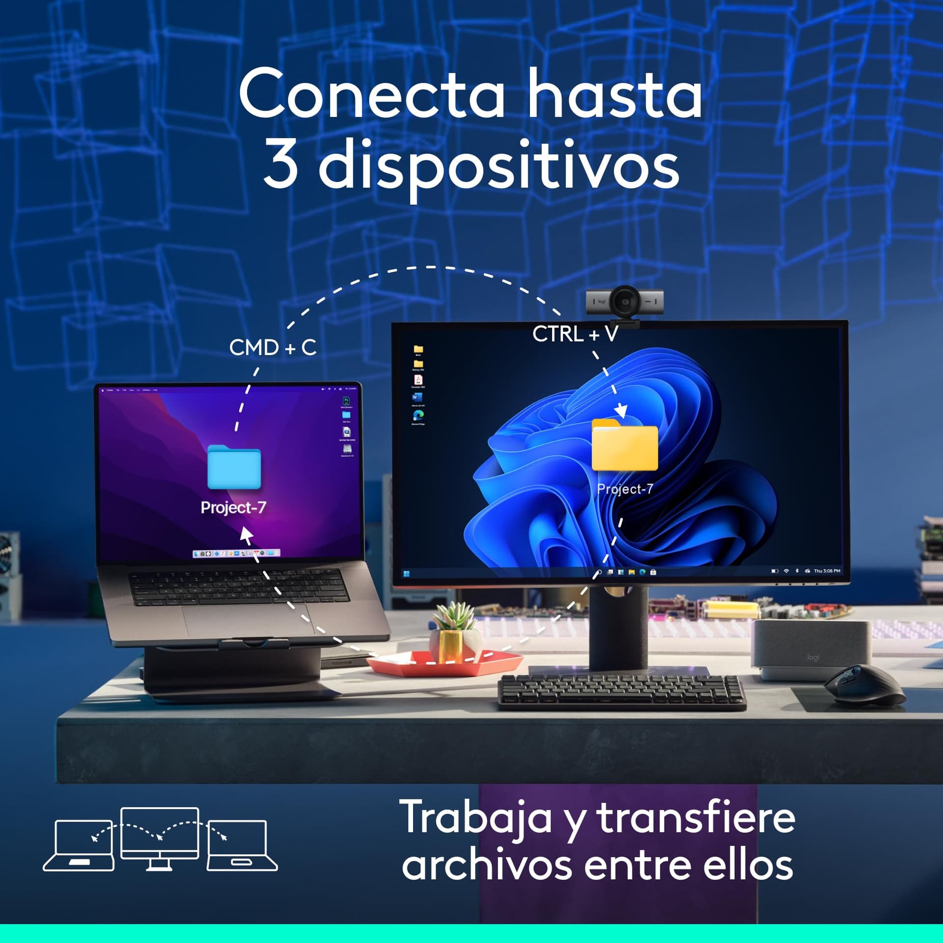 Logitech MX Master 3S Mouse Inalámbrico de Desempeño, Scrolling Ultra-rápido, 8K dpi, Seguimiento sobre Vidrio, Clics Silenciosos - Bluetooth Edition - Color Grafito Lite thumbnail 9