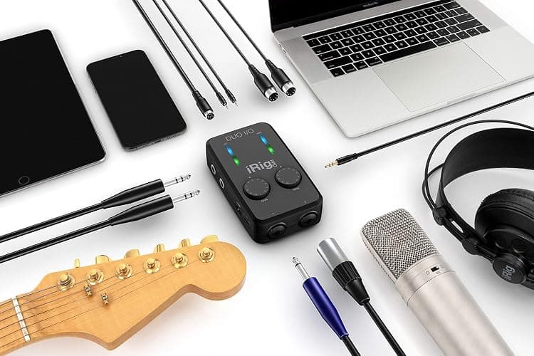 IK Multimedia iRig Pro Duo I/O USB audio interface, TRS balanced & headphones outputs, audio mixer to 24-bit, midi interface for music studio, recording, podcasting, streaming & social apps thumbnail 9
