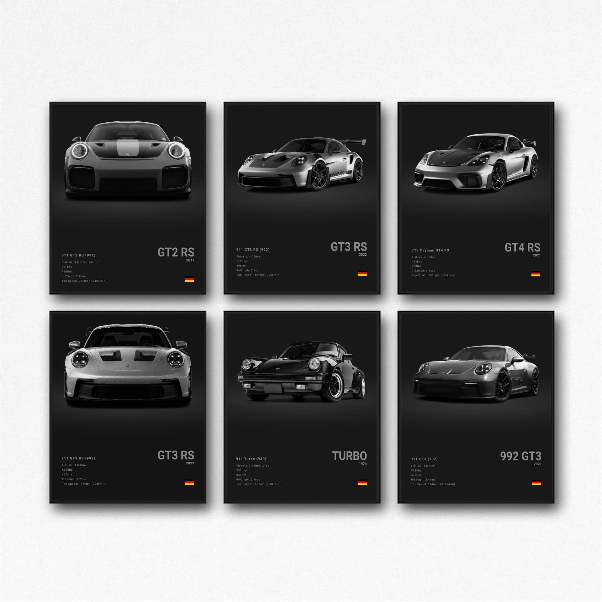 911 GT3RS Poster Car Posters Racing Car Canvas Wall Art Vintage Super Car Poster For Boy's Bedroom Aesthetic (Unframed 8x12 Inch) - Image 1