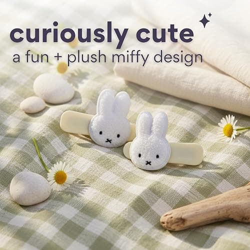 dearcloud Miffy Crease-Free Plush Hair Clips Set of 2 – Gentle, Teeth-Free & Secure Hold (Curiously Cute) thumbnail 5