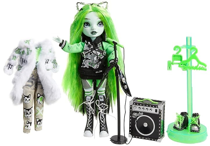 Rainbow Vision Shadow High Neon Shadow- Harley Limestone (Neon Green) Posable Fashion Doll. 2 Designer Outfits to Mix & Match, Rock Band Accessories Playset, Great Toy Gift Kids 6-12 Years & Collector thumbnail 6