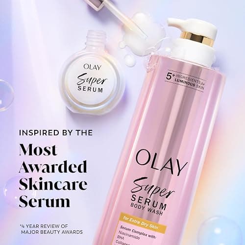 Olay Super Serum Body Wash for Extra Dry Skin, 24hr Long Lasting Hydration, 5+ Ingredient Serum Complex for Bright Even Firm Luminous Skin, 18.5 fl oz thumbnail 7