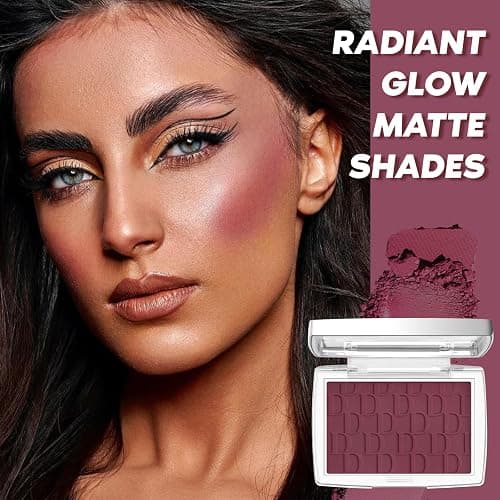 LYBHDAFA Berry Blush Powder Blush for Cheeks with Brush, Matte Blush Palette Blush Powder Face Blusher, Natural Blendable Formula Silky Lightweight Makeup Blush Rubores de Maquillaje, 006# thumbnail 3