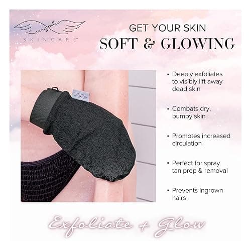 Seraphic Skincare (Original) Premium Exfoliating Mitt for Body (2pc) – 100% Vegan Viscose Traditional Body Scrub Glove Kessa Korean Washcloth – Body Exfoliator for Self-Tan Removal & Keratosis Pilaris thumbnail 5