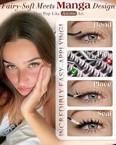 Manga Lash Clusters Natural Anime Lash Clusters with Spikes Fairy Cluster Eyelash Extensions Wispy Spiky Cosplay Individual Lashes with Invisible Band C Curly Doll Lash Extension 8-16MM by zenotti thumbnail 6