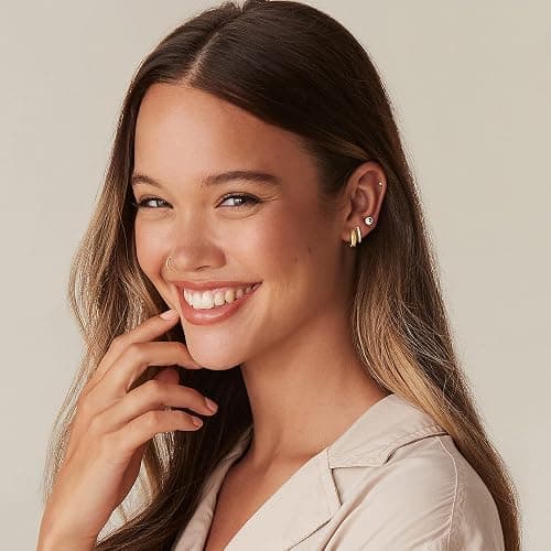 PAVOI Small Gold Hoop Earrings for Women - 14K Gold Plated Huggie Earring | Hypoallergenic Earring Set - Dainty Huggie Hoops with 925 Sterling Silver Posts - Cartilage Hoop Earrings thumbnail 4