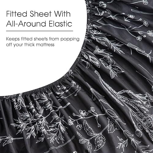 HYPREST Black Sheets Queen,Deep Pocket Sheets, 1800 Thread Count Pattrn Bed Sheets Soft Breathable Cute Printed Boho Farmhouse Bed Sheets, Oeko-Tex Certificated- Up to 18 Inch thumbnail 7