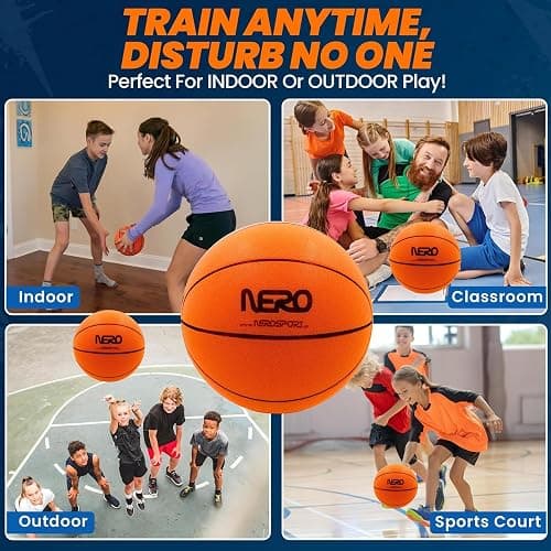 NERO SPORT Ninja Silent Basketball- Soft Foam Indoor Hoop Play | Soundless Ball for Quiet Dribbling and Indoor Training thumbnail 4