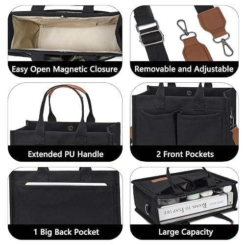 ZHMO Canvas Tote Bag for Women,Women's Bags Crossbody Bags Work Laptop Tote Bag Large Handbags Purse for Travel Nurse Teacher thumbnail 5