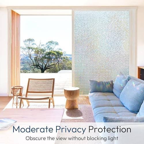 rabbitgoo Window Privacy Film Stained Glass Window Film, Mosaic Rainbow Decorative Glass Cling, Removable Static Cling Tint UV Blocking, Non-Adhesive Privacy Covering for Home, 17.5 x 78.7 inches thumbnail 3