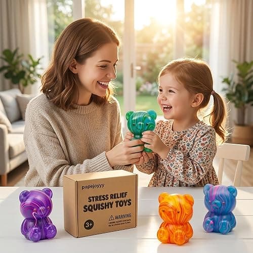 papejoyyy 4 Pack Bear Squishy Toys, 3 Inch Durable Slow Rising Stress Relief Sensory Squeeze Toys for Adults and Kids, Birthday Gifts, Party Favors, Classroom Prizes thumbnail 2