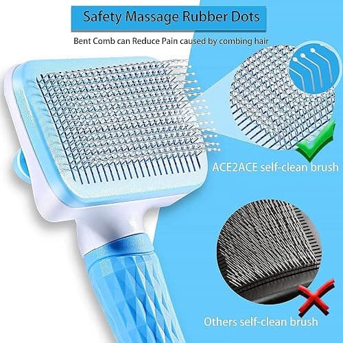 ACE2ACE Slicker Dog Brush, Cat Hair Brush, Pet Grooming Brush, Daily Use to Clean Loose Fur & Dirt, Great for Dogs and Cats With Medium Long Hair - Blue thumbnail 3