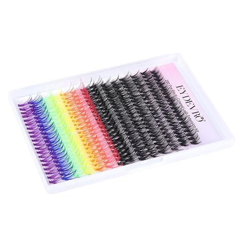 Lash Extension Kit Colored Lash Clusters DIY Eyelash Extension Kit 6 Colors Individual Lashes with Bond and Seal and Lash Tweezers Colorful Lash Extensions 8-16mm D Curvature Cluster Lashes by EYDEVRO thumbnail 7