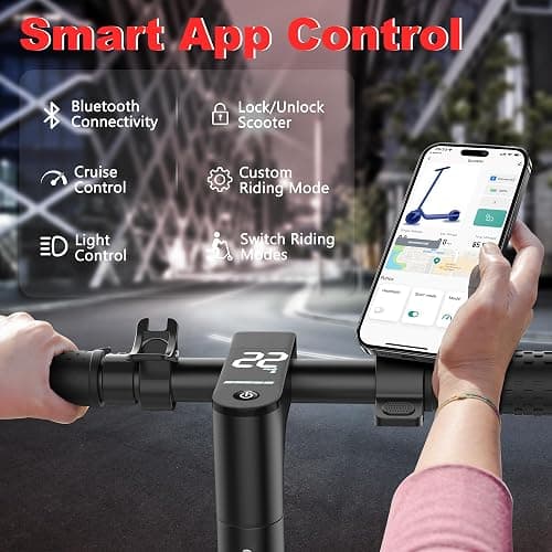 Maxshot Electric Scooter, 8.5" /10" /14" Tire, 16/19/22 Mph Top Speed, 12/16/21/27/28/49/50 Miles Long Range, Folding Escooter for Adults and Kids with Seat Bag, Dual Braking, Dual Suspension, App thumbnail 6
