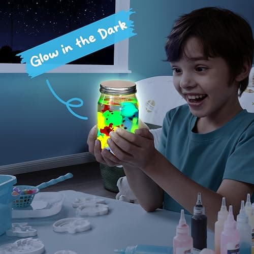 Klever Kits Glow-in-The-Dark Water Gel Kit, Magic Fairy Water Pets Toy Kit with 10 Gels(7 Glow-in-The-Dark Gels), 12 Molds, Preserving Bottle, DIY STEM Craft Kits, Arts and Crafts for Kids thumbnail 2