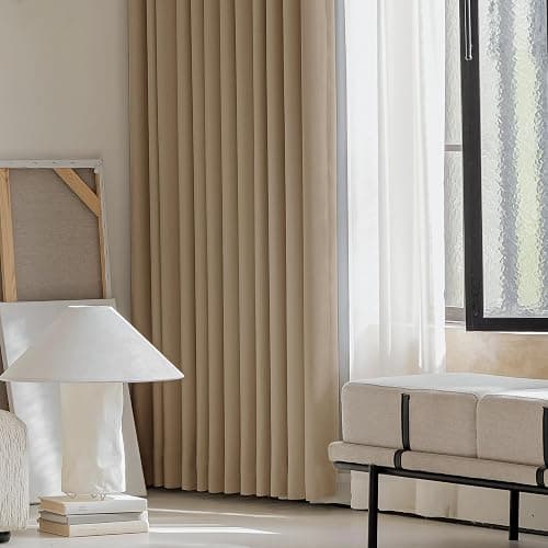 FMFUNCTEX 100% Brown Blackout Curtains for Bedroom, Solid Weave Textured Geometric Weave Curtains 90 Inches Long Thermal Insulated Curtains Living Room, Black Out Drapery Grommet 2 Panels thumbnail 2