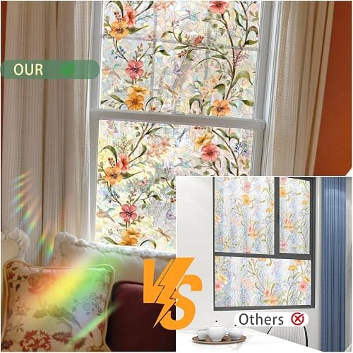 WBQMUNY Stained Glass Window Film,Window Privacy Films,Rainbow Glass Decals Stickers for Home Anti UV17.7" x 43.3" thumbnail 4