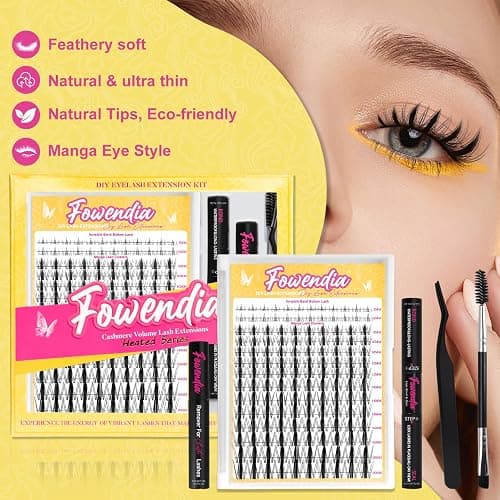 Fowendia Lash Clusters Kit Wanna Be 8-18mm Fairy Manga Eyelash Clusters DIY Lash Extension Kit Waterproof Wispy Anime Lashes Clusters Invisible Band 0.3mm Individual Cluster Eyelash Extensions Kit thumbnail 4