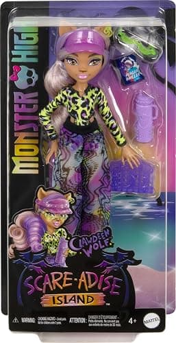 Monster High Scare-adise Island Clawdeen Wolf Doll with Swimsuit, Joggers & Beach Accessories Like Visor, Water Bottle, & Book thumbnail 6