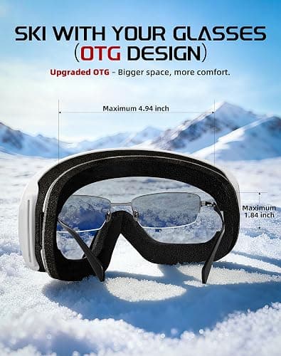 Innerking® OTG Ski Goggles SGS Approved, Over Glasses Snow Snowboarding Winter Goggles Anti Fog for Adult, Youth, Men Women thumbnail 5