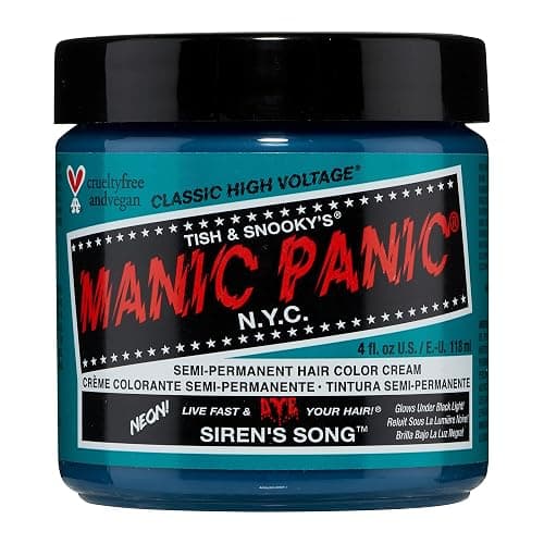 MANIC PANIC Classic Siren's Song Semi Permanent Hair Color - Neon Blue-Green Hair Dye for Women & Men That Lasts 4-6 Weeks - Vegan, Ammonia & Cruelty-Free - Create & Mix Custom Shades (4oz) - Image 1