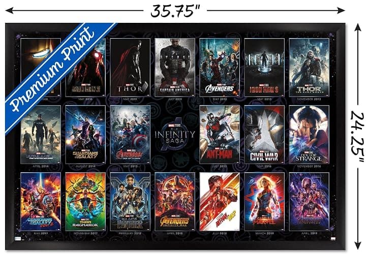 Trends International Marvel Avengers: The Infinity Saga - One Sheet Grid Wall Poster, Black Framed Version, 22.375" x 34" thumbnail 3