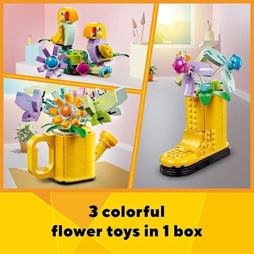 LEGO Creator 3 in 1 Flowers in Watering Can Building Toy Set - Fun, Creative Activity for Kids, Girls and Boys, Ages 8+ - Building Options for Rain Boots or Birds - Cute Birthday Gift Idea - 31149 thumbnail 2