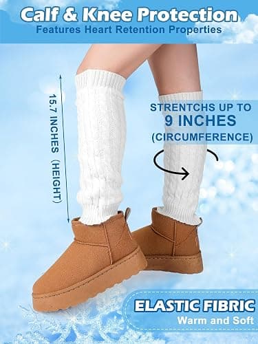 Shihanee Winter Fleece Lined Leg Warmers for Women Knit Long Leg Warmers Warm Fleece Lined Boot Socks for Skating Daily Wear thumbnail 4