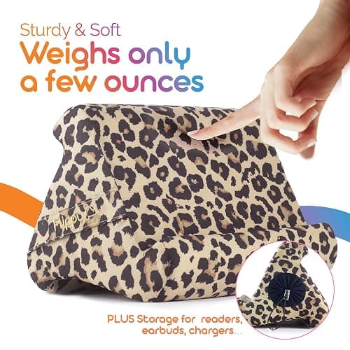 Flippy Tablet Pillow Stand - Cushion Tablet Stand & Holder, Bed Support for Lap and Desk, Compatible with Phone & Book Reading: Kindle, iPad Pro, iPhone & Samsung - Def Leopard thumbnail 3