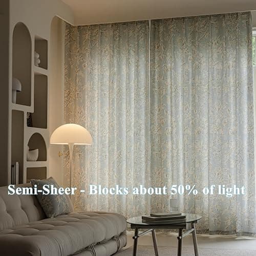 VisionaryHomeDesign Blue Floral Curtains, Memory Trained, French Country, Light Filtering,for Office，Game Room，Doors 2Panels (Blue, 50" W x 96" L) thumbnail 5