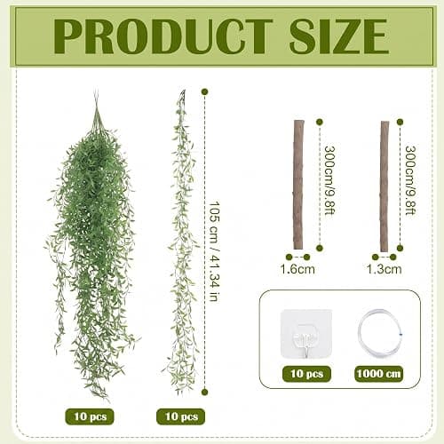 Bucherry 23 Pcs Artificial Hanging Vines, Jungle Party Decorations | Willow Greenery for Tropical Fairy Theme, Woodland Rainforest Wall, Enchanted Indoor Outdoor Jungle Party DIY Decorations thumbnail 2