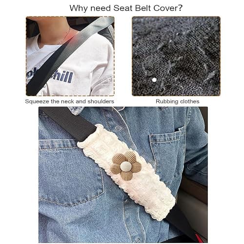 GOMKLNMO Car Seat Belt Cover Pad, 2 Pack Flower Car Accessorie Seatbelt Covers Cushion Neck Shoulder Strap Protector Universal Seat Belt Cover for Adults and Kids (Texture Flower) thumbnail 4