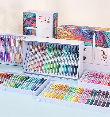 Joyask Gel Pens For Coloring, 90 Colors Retractable Colored Pens for Black Paper & White Paper, 0.7mm Fine Point Colorful Pens for Coloring, Writing, Drawing, Journaling, Note Taking, Office, Home thumbnail 8