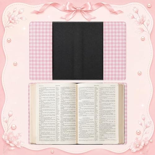 Chicplaid Gingham Bible Cover PU Leather Case for Study Bible, Pink | 9.75 x 6.75 x 2.1 Inch, Carrying Book Protector Bag, Bible Study Supplies, for Church Travel Daily Reading Christian Gift thumbnail 6