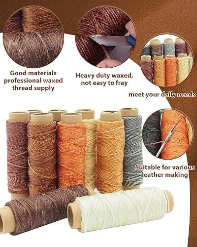 PLANTIONAL Leather Working Tools for Beginners: Professional Leather Craft Kit with Waxed Thread Groover Awl Stitching Punch for Leathercraft Adults Gifts 02 thumbnail 3