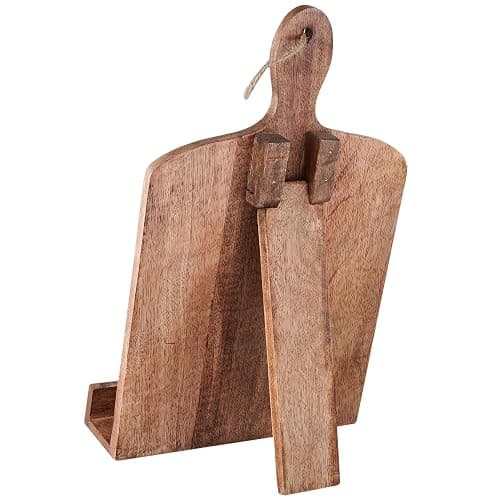 Wedding Gifts Solid Wood Cookbook Stand for Kitchen Counter Recipie Book Holder for Cooking, Chopping Board Style Foldable and Holder for Tablets and Cookbooks (Brown) Cooking Gifts thumbnail 5