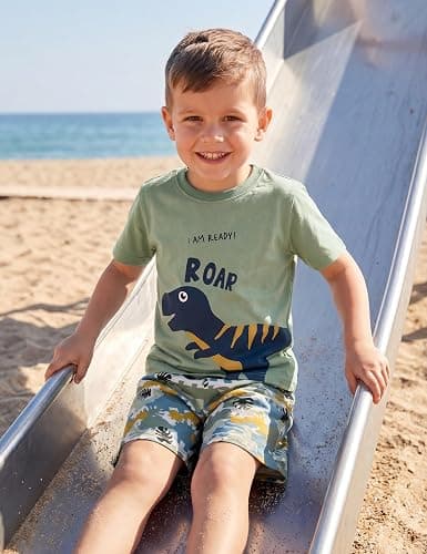 Unnivoll Boys Summer Outfits 100% Cotton Toddler Boy Clothes 3 Piece T-Shirt Tank Top and Shorts Clothing Sets 2-6Y thumbnail 5