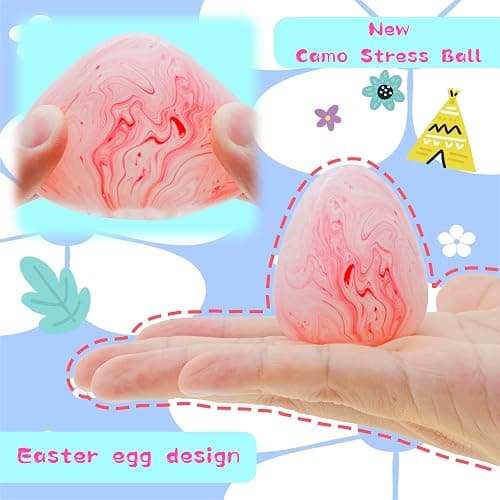 Easter Egg Squishy Fidget Toys, 3 Pack Stress Relief Sensory Toys for Kids & Adults, Colorful Marbled Squishy Balls, Easter Basket Stuffers, Party Favors & Gifts for Easter Celebrations thumbnail 2