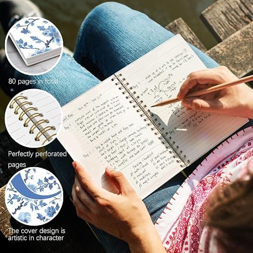 NaZaUK Blue Initial C Custom Notebook Journal, Personalized Teen Girl Gifts, Journal for Teen Girls, Monogrammed Gifts for Women Teen Girls, Custom Journal, College Ruled Spiral Notebook 5.5 x 8.3 thumbnail 5