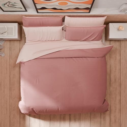 PETTI Artigiani Italiani - Set Housse de Couette 160x200 cm (1 Taie d'oreiller 50x80 cm Incluse), Parure de Lit Microfibre 1 Personne Douce Rose Clair Foncé thumbnail 2