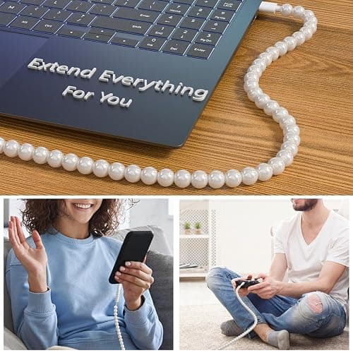 XNMOA USB to USB C Cable 3.3FT 60W White Pearl USB iPhone Charger Cord Beaded Phone Type C Charger Fast Charging Cable Cord for iPhone 17 16 15 Plus Pro Max 17 Air 16E Samsung Galaxy S25 S24 S23 thumbnail 6