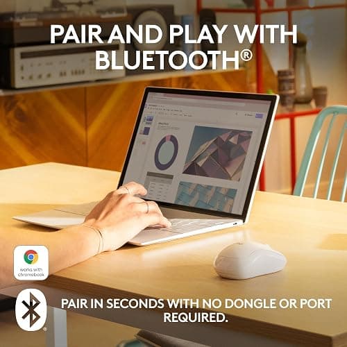 Logitech M240 Silent Bluetooth Mouse, Wireless, Compact, Portable, Smooth Tracking, 18-Month Battery, for Windows, macOS, ChromeOS, Compatible with PC, Mac, Laptop, Tablets - Off White thumbnail 2