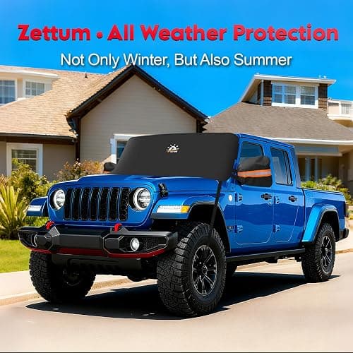 Zettum Car Windshield Snow Cover for Jeep Wrangler - 600D Car Windshield Snow Ice Cover Front Window Covers for Jeep Wrangler, Jeeps Gladiator, Ford Bronco, Toyota FJ Cruiser, Benz G Class, and More thumbnail 8