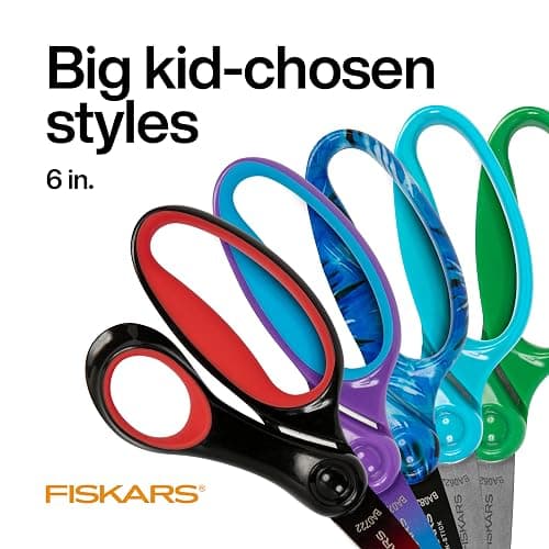Fiskars 6" Big Kids Scissors for Kids Ages 8-11, Scissors for School or Crafting, Back to School Supplies, Color May Vary - Assorted Colors - Single Pack thumbnail 6