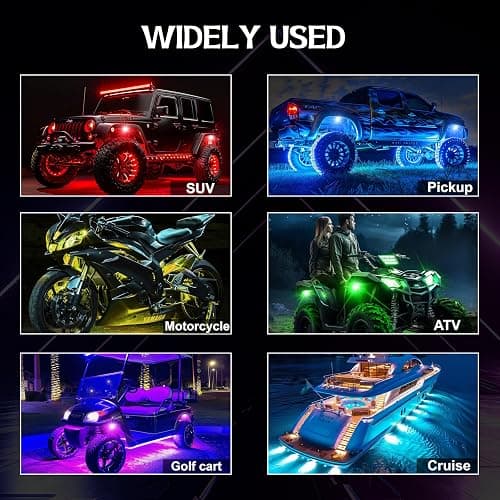 4 Pods RGB LED Rock Lights, Underglow Multicolor Neon Light Kit, Wheel Well Light with APP Control & Music Mode, Under Glow Lights for Trucks,Jeep,SUV,Golf Cart,ATV,Pickup Off Road,12V thumbnail 4