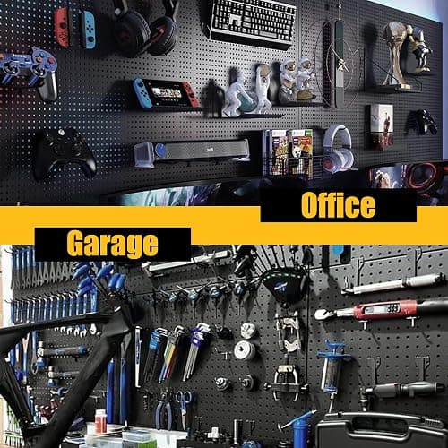 Spampur Peg Board, 4 Pack Metal Pegboard Panels with 50 Hooks, Black Pegboards Wall Organizer, Heavy Duty Peg Board for Walls Home, Garage Tool Storage, Office Organization, Craft Room, Kitchen thumbnail 8