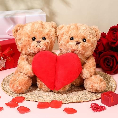 HyDren Valentine's Day Bear 10'' Magnetic Heart Bears 2-Pack – Split Heart Plush Stuffed Animals, Cute Couple Gift for Valentine, Anniversary, Birthday & Friendship Decor thumbnail 2