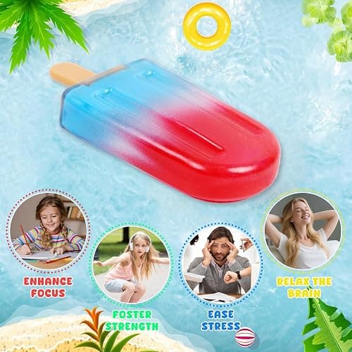 Malt Sugar Popsicle Squishy, Ice Cream Squishies Slow Rising Sensory Fidget Travel Toys for Adults, Kids, and Teens – Summer Classroom Prize (Red White Blue) thumbnail 6
